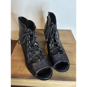 Me Too Women's 8.5 Lace Front - Open Toe Side‎ Zip Ankle Boots Sandals